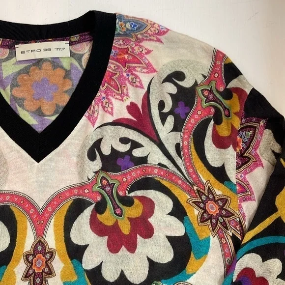 ETRO colourful paisley summer sweater size 38 Small NEW - Picture 2 of 5
